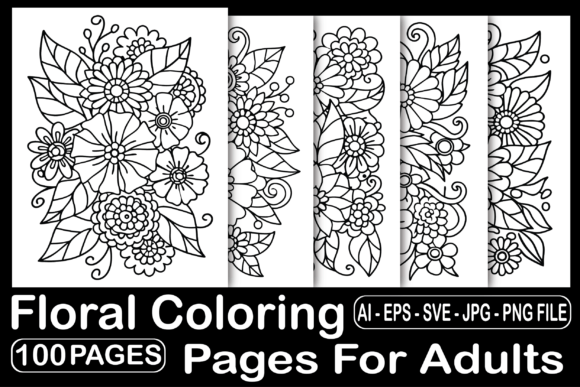 100 Floral Coloring Pages for Adults Graphics