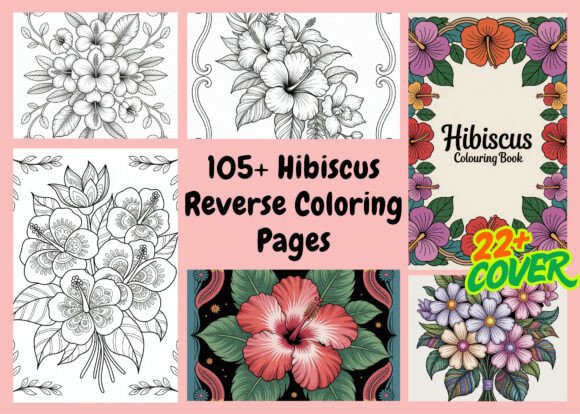 105 Hibiscus Reverse Coloring Pages Graphics