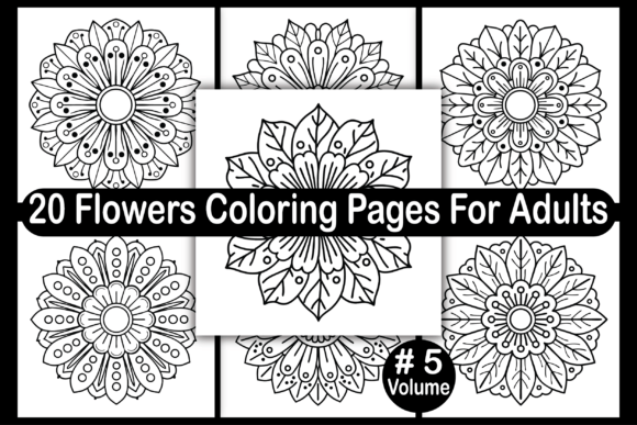 20 Flowers Coloring Pages for Adults Graphics
