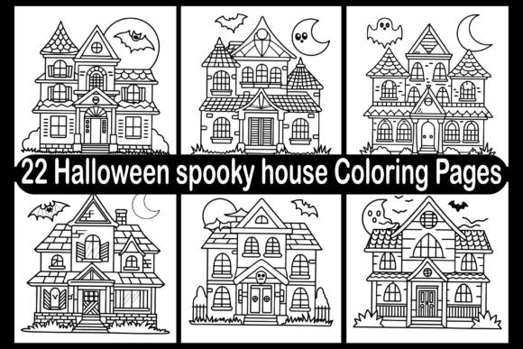 22 Halloween Spooky House Coloring Pages