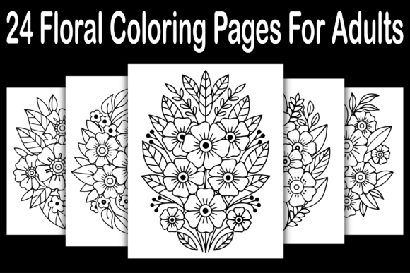 24 Floral Coloring Pages for Adults Graphics