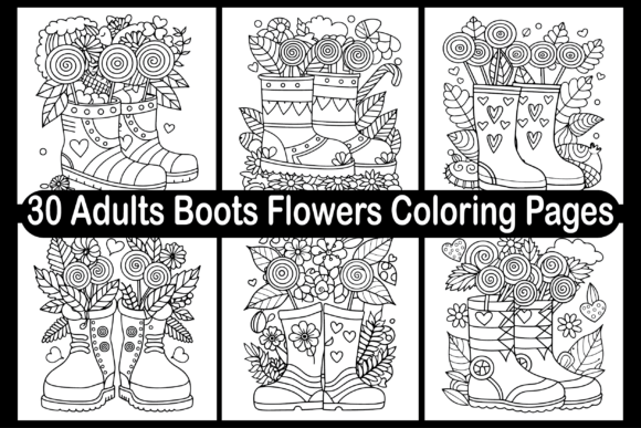 30 Boots Flowers Coloring Pages