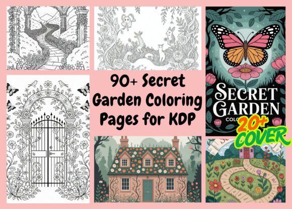 90 Secret Garden Coloring Pages for KDP Graphics