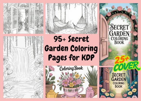 95 Secret Garden Coloring Pages for KDP Graphics