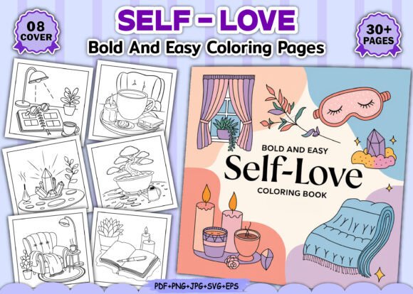 Bold Self Love Coloring Graphics for Modern Content