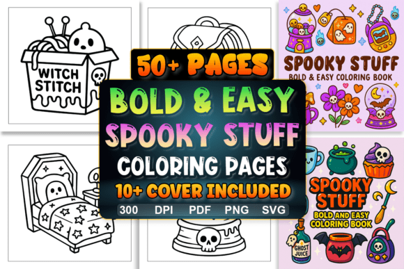 Bold Spooky Coloring Graphics for Crafters