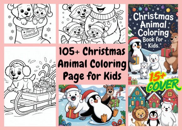 Christmas Animal Coloring Page Graphics for Bloggers