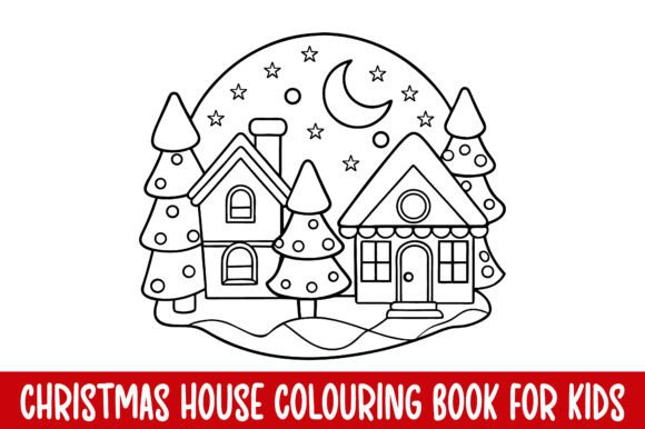Christmas House Coloring Page Graphics for Content Publishers
