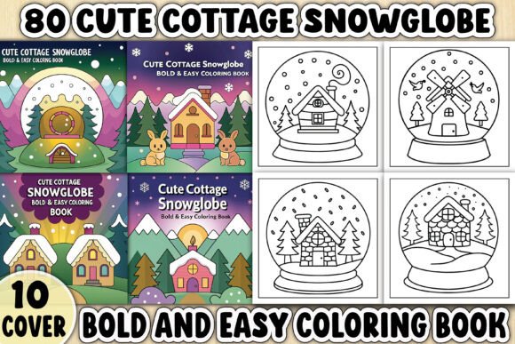 Cute Cottage Snowglobe Graphics for Creative Projects
