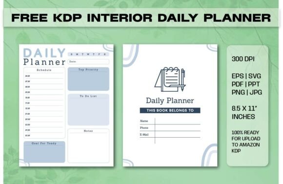 Free KDP Interior Daily Planner Graphics for Handmade Businesses