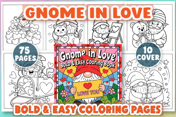 Gnome in Love Graphics for Coloring Pages