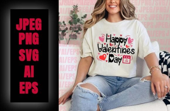 Happy Valentine’s Day Graphic for T-Shirt Designs