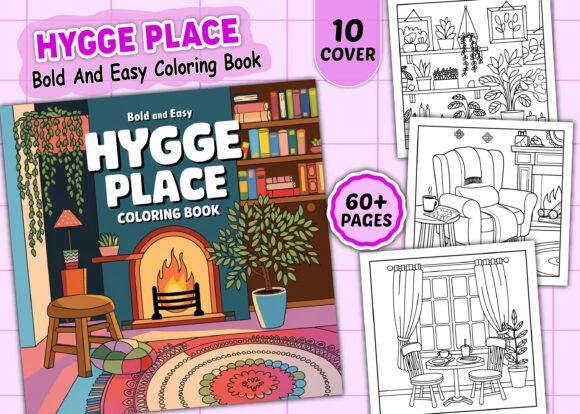 Hygge Place Bold and Easy Coloring Book Graphics