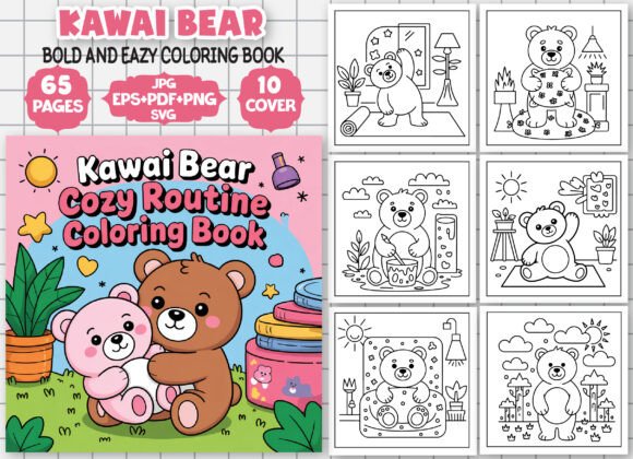 Kawaii Bear Routine Graphics for Creative Projects