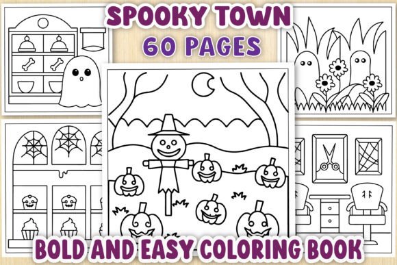 Spooky Town Bold and Easy Coloring Pages